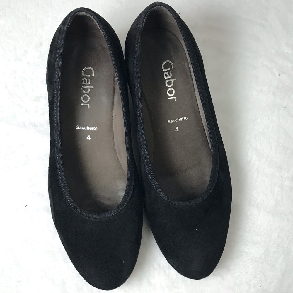 Gabor Black Suede Sacchetto Wedge Heel Slip On Comfort Shoes Women’s Size 4